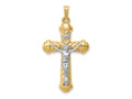 FJC Finejewelers 14 kt Two Tone Gold Hollow Polished Chevron Design Crucifix 24 x 19 mm