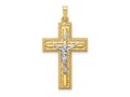 FJC Finejewelers 14 kt Two Tone Gold Hollow Polished Rope Edge Latin Crucifix 34 x 19 mm