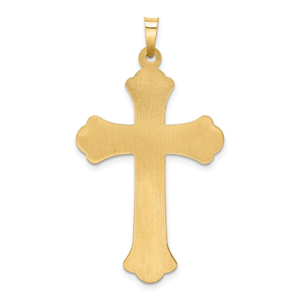 FJC Finejewelers 14 kt Two Tone Gold Hollow Polished Woven Fleur de Lis Crucifix