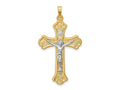 FJC Finejewelers 14 kt Two Tone Gold Hollow Polished Woven Fleur de Lis Crucifix
