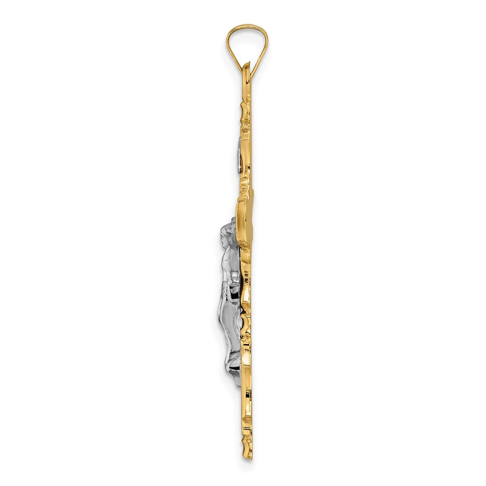 FJC Finejewelers 14 kt Two Tone Gold Solid INRI Crucifix Charm 23 mm