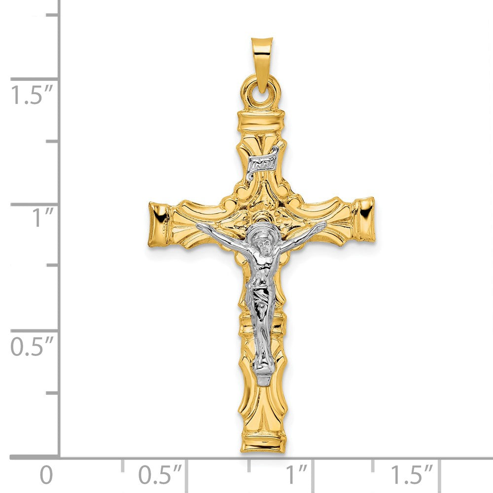 FJC Finejewelers 14 kt Two Tone Gold Solid INRI Crucifix Charm 23 mm