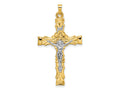 FJC Finejewelers 14 kt Two Tone Gold Solid INRI Crucifix Charm 23 mm