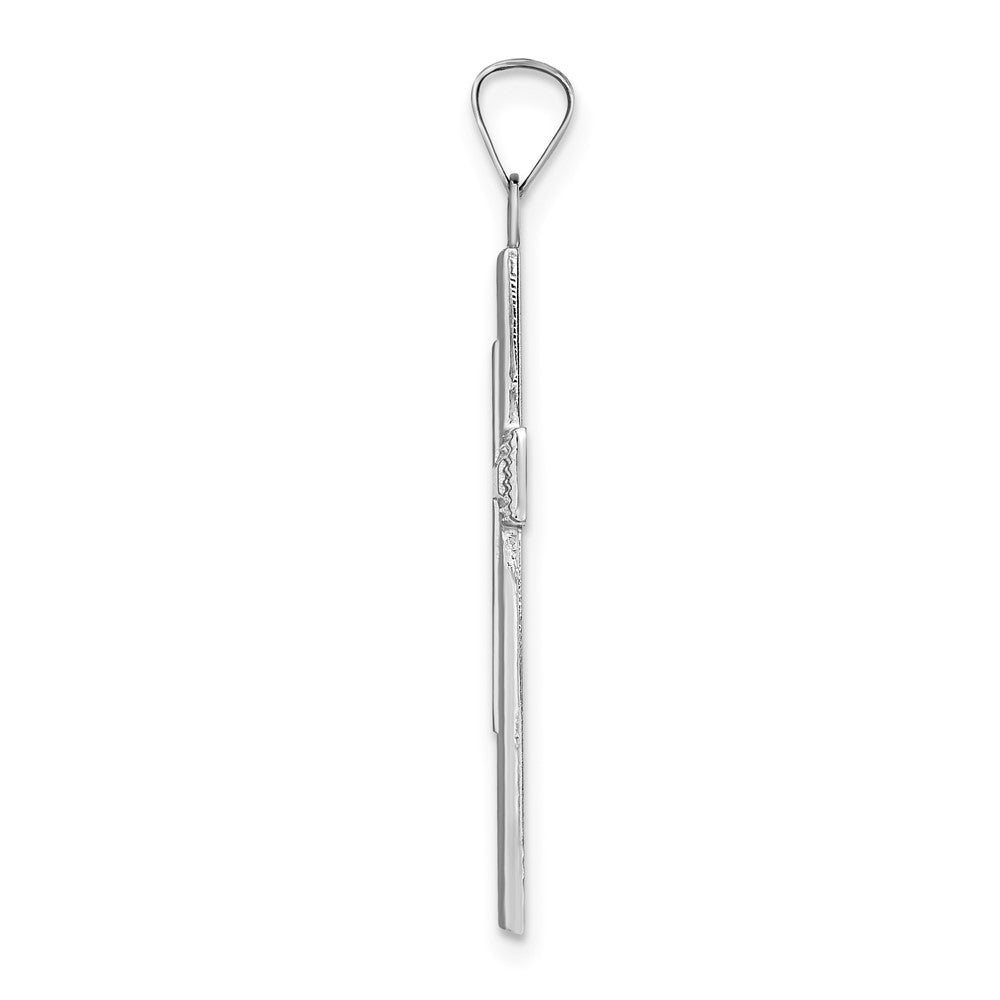 FJC Finejewelers 14 kt White Gold Themed Polished Solid Striped Double Cross Charm 35 mm x 18 mm