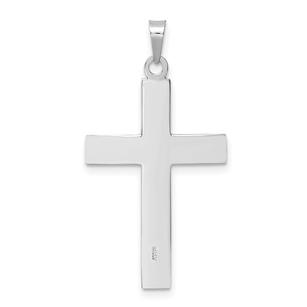 FJC Finejewelers 14 kt White Gold Themed Polished Solid Striped Double Cross Charm 35 mm x 18 mm
