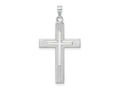 FJC Finejewelers 14 kt White Gold Themed Polished Solid Striped Double Cross Charm 35 mm x 18 mm