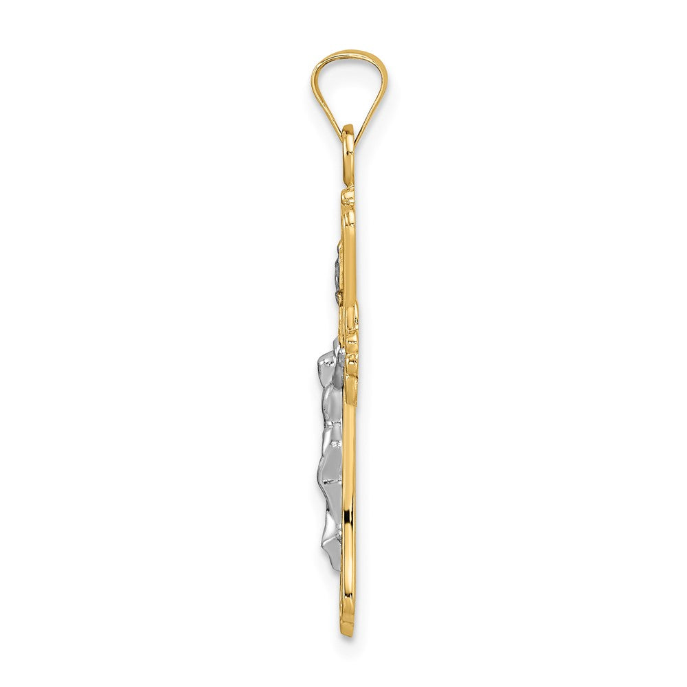 FJC Finejewelers 14 kt Two Tone Gold Polished Solid INRI Crucifix Charm 17 mm
