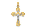FJC Finejewelers 14 kt Two Tone Gold Polished Solid INRI Crucifix Charm 17 mm