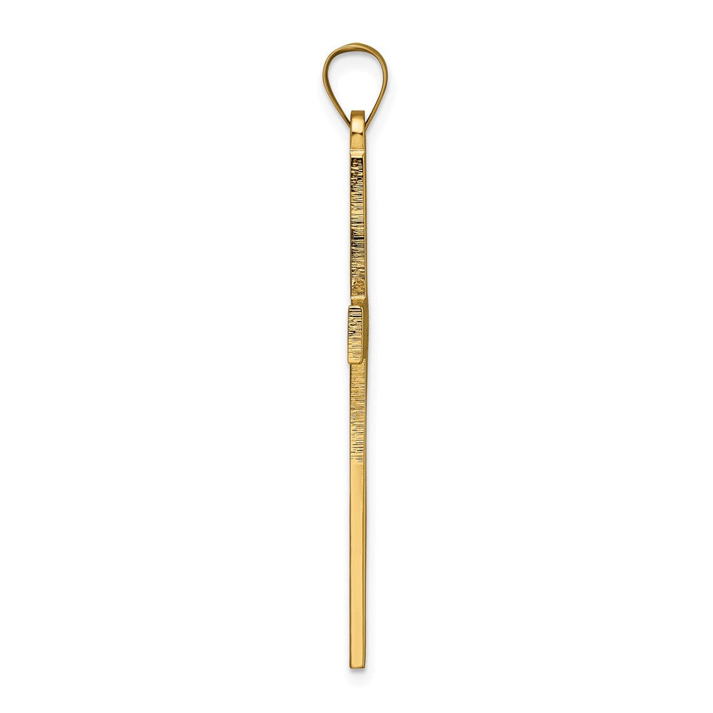 FJC Finejewelers 14 kt Yellow Gold Polished and Line Design Solid Cross Charm 47 x 26 mm