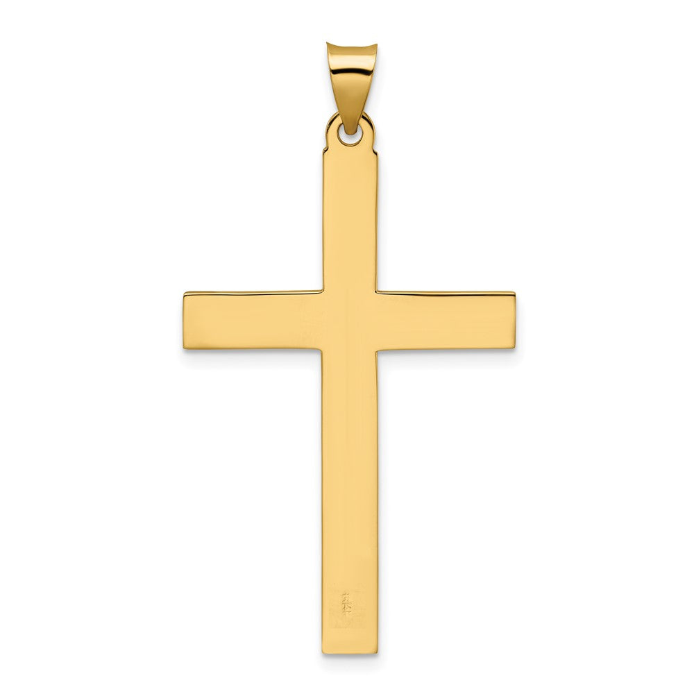 FJC Finejewelers 14 kt Yellow Gold Polished and Line Design Solid Cross Charm 47 x 26 mm
