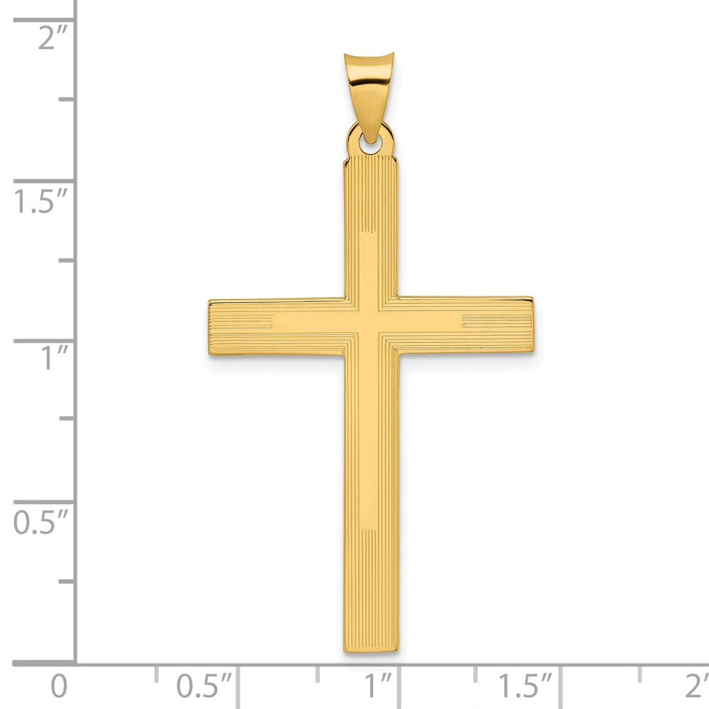 FJC Finejewelers 14 kt Yellow Gold Polished and Line Design Solid Cross Charm 47 x 26 mm