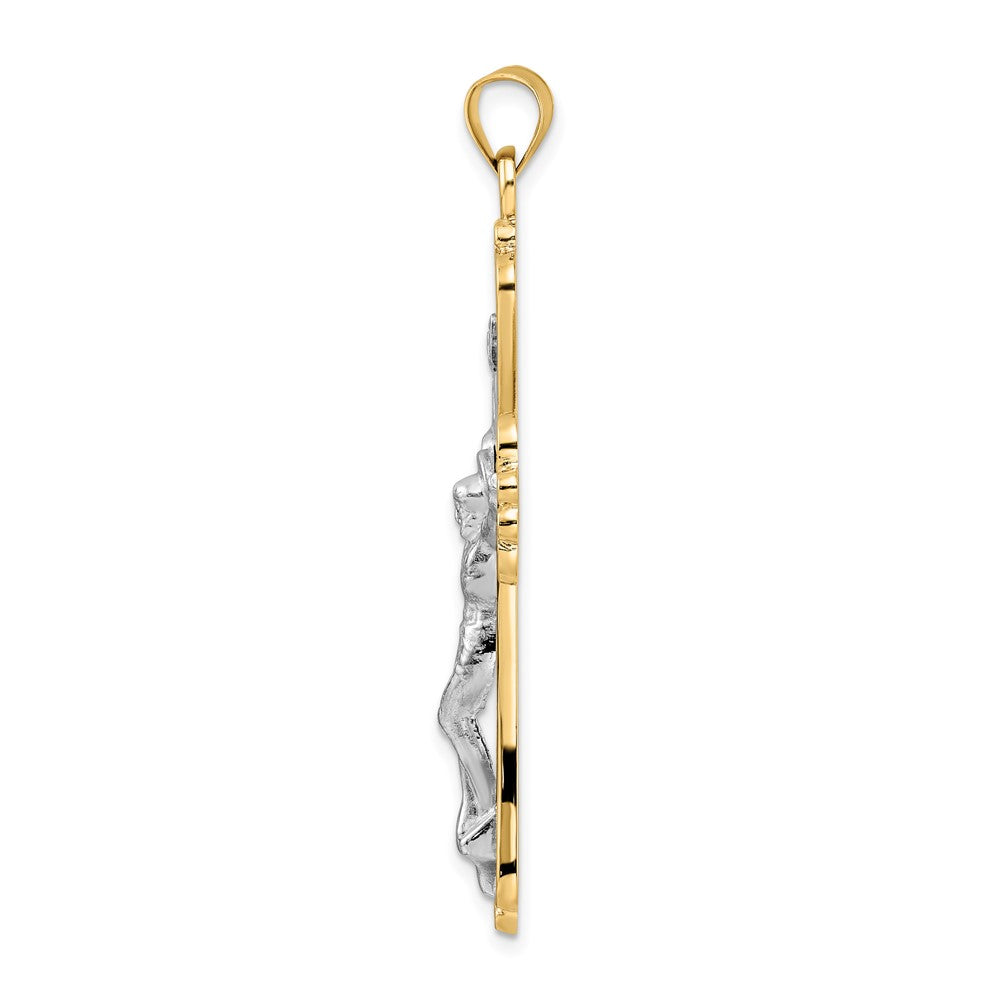 FJC Finejewelers 14 kt Two Tone Gold Polished Solid Fancy INRI Crucifix Charm 31 mm