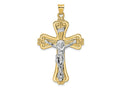 FJC Finejewelers 14 kt Two Tone Gold Polished Solid Fancy INRI Crucifix Charm 31 mm