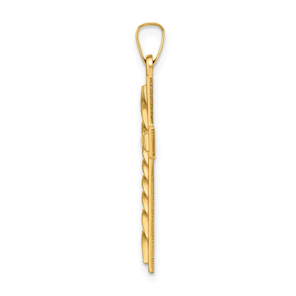 FJC Finejewelers 14 kt Yellow Gold Polished and Twisted Hollow Cross Charm 32 x 17 mm