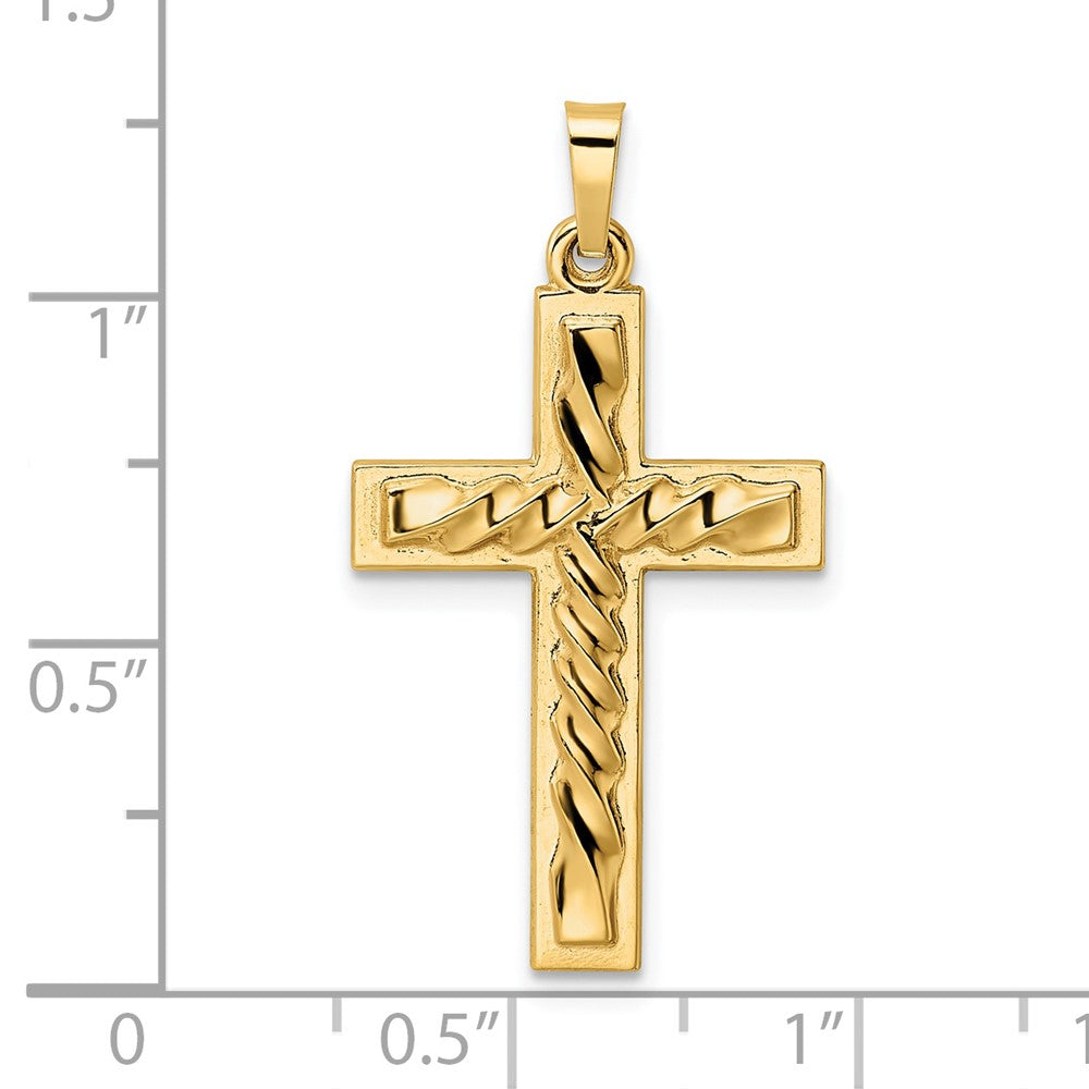FJC Finejewelers 14 kt Yellow Gold Polished and Twisted Hollow Cross Charm 32 x 17 mm