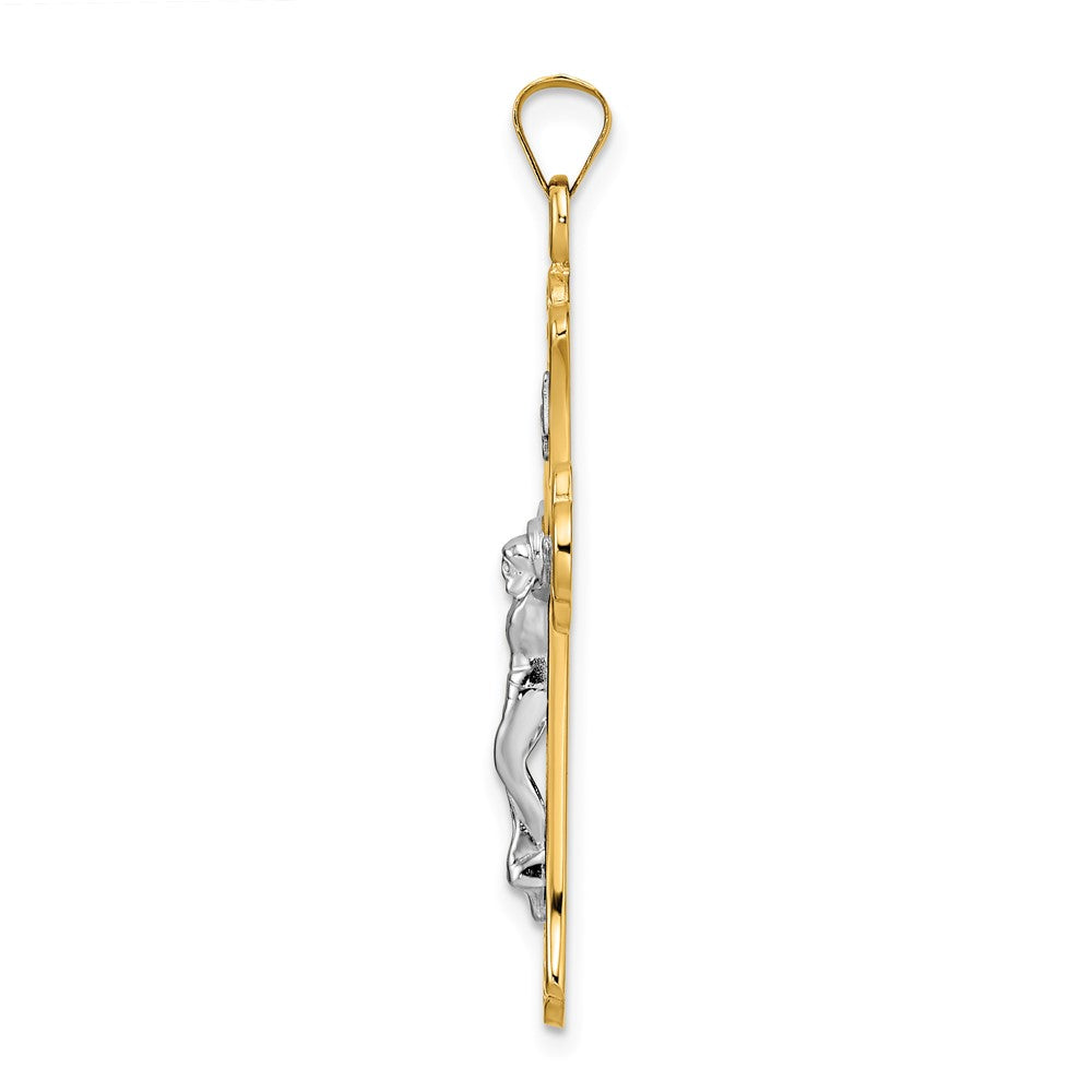 FJC Finejewelers 14 kt Two Tone Gold Polished Solid INRI Fleur de Lis Crucifix Charm 22 mm