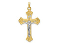 FJC Finejewelers 14 kt Two Tone Gold Polished Solid INRI Fleur de Lis Crucifix Charm 22 mm
