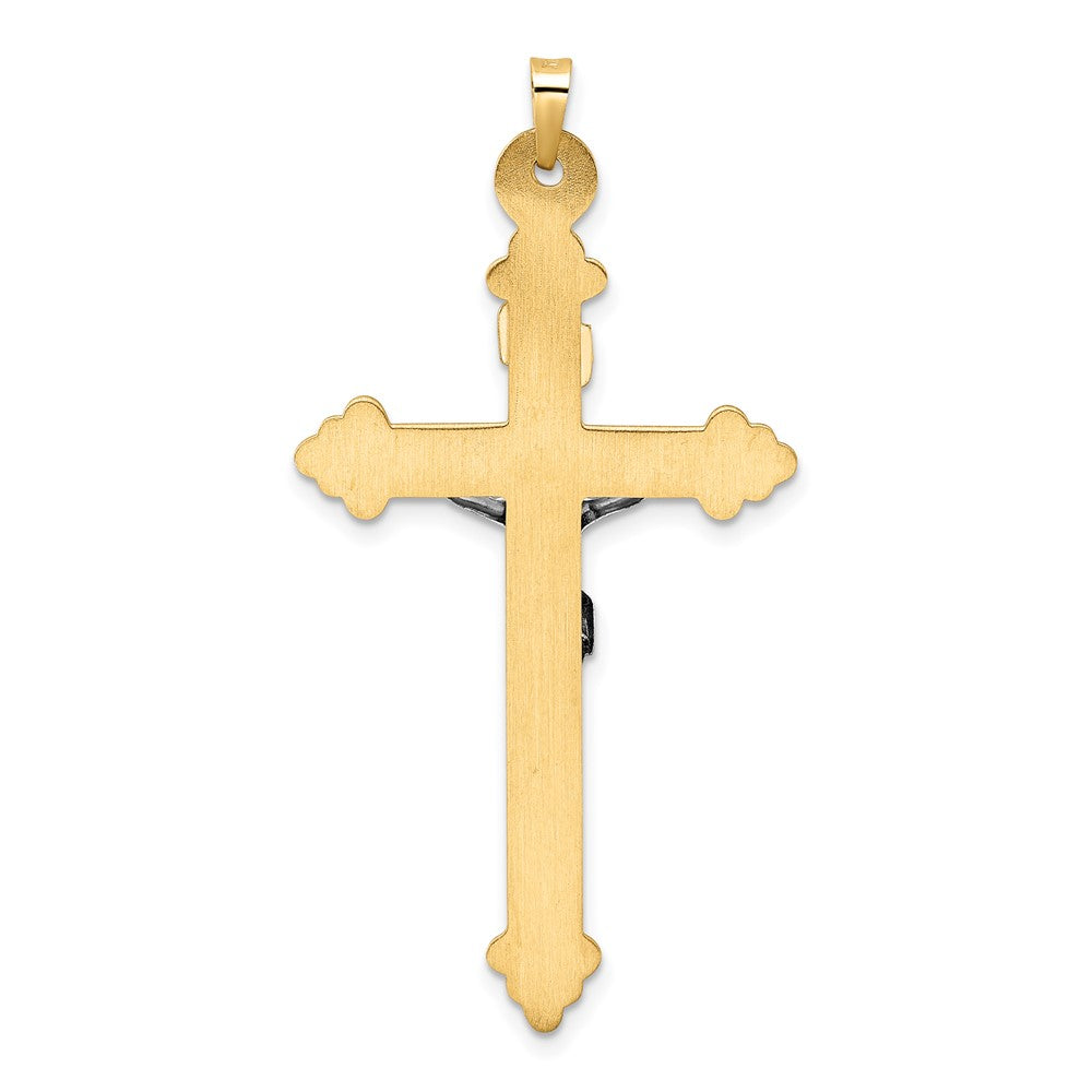 FJC Finejewelers 14 kt Two Tone Gold Polished Hollow INRI Budded Crucifix Charm 26 mm