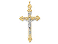 FJC Finejewelers 14 kt Two Tone Gold Polished Hollow INRI Budded Crucifix Charm 26 mm
