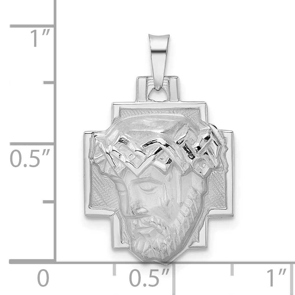 FJC Finejewelers 14 kt White Gold Themed Polished and Satin Solid Jesus Head Charm 16 mm