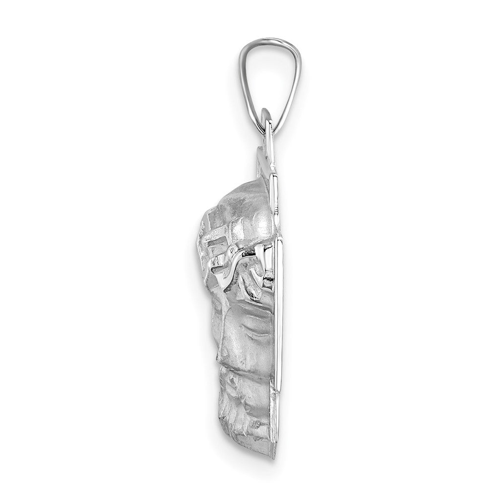 FJC Finejewelers 14 kt White Gold Themed Polished and Satin Solid Jesus Head Charm 16 mm
