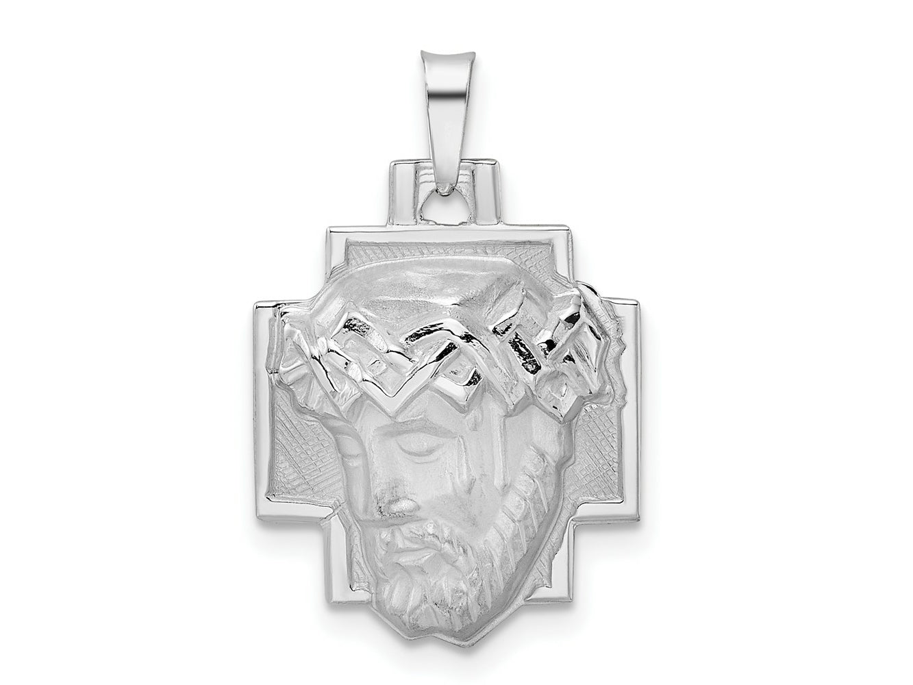 FJC Finejewelers 14 kt White Gold Themed Polished and Satin Solid Jesus Head Charm 16 mm