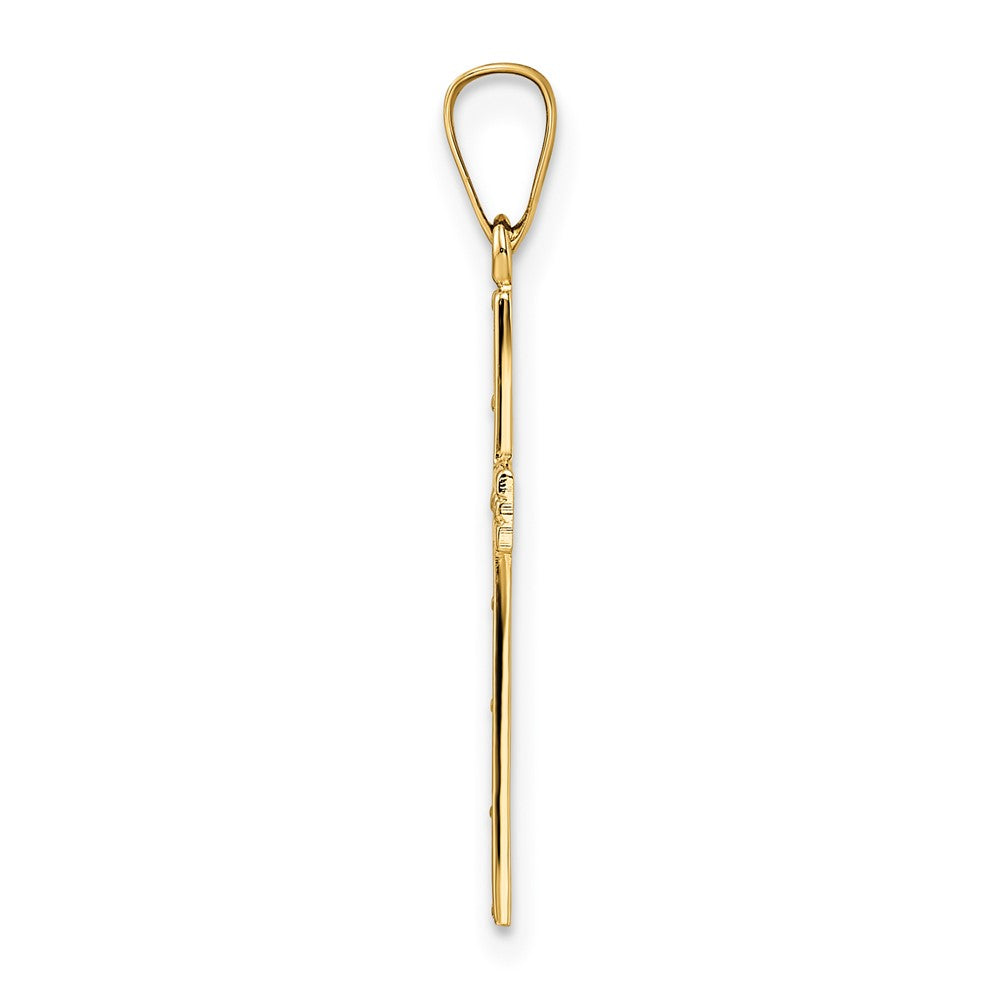 FJC Finejewelers 14 kt Yellow Gold Polished Solid Cross Charm 27 x 13 mm
