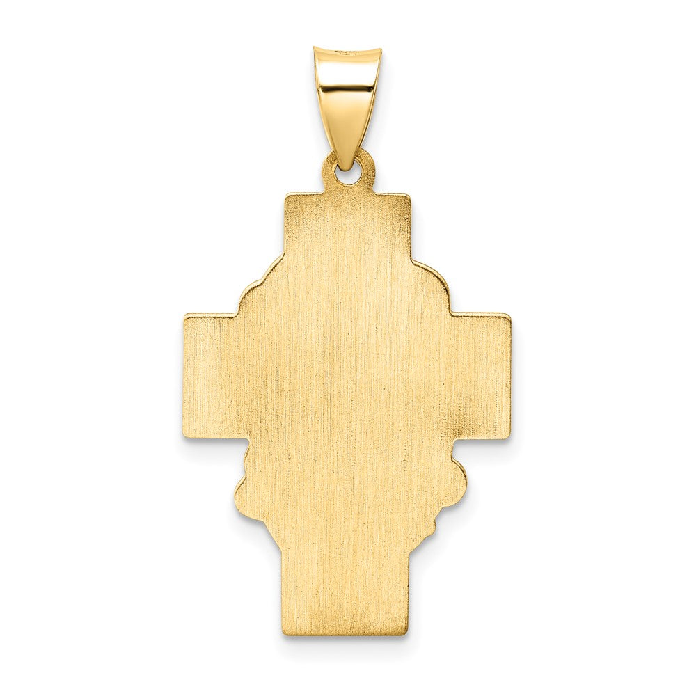 FJC Finejewelers 14 kt Yellow Gold Polished and Satin Hollow Jesus Face Cross Charm 19 mm