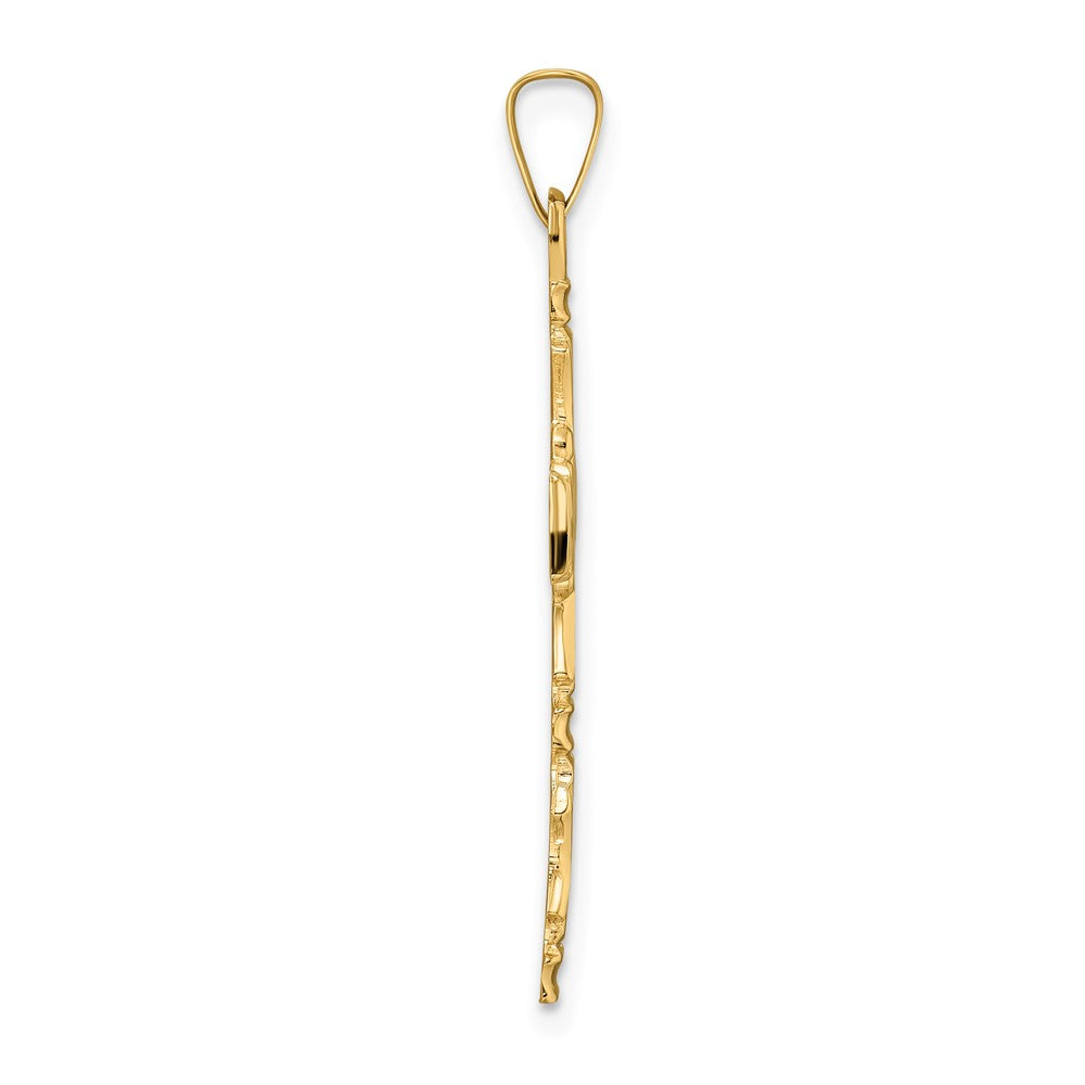 FJC Finejewelers 14 kt Yellow Gold Polished Solid Floral Center Cross Charm 34 x 19 mm