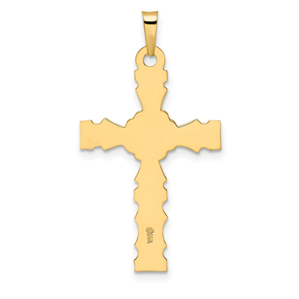 FJC Finejewelers 14 kt Yellow Gold Polished Solid Floral Center Cross Charm 34 x 19 mm