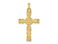 FJC Finejewelers 14 kt Yellow Gold Polished Solid Floral Center Cross Charm 34 x 19 mm