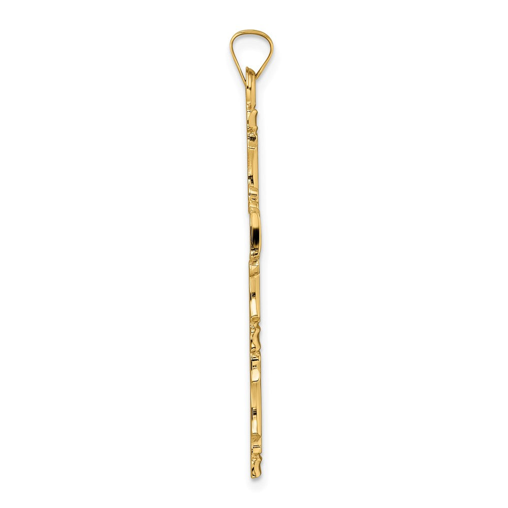 FJC Finejewelers 14 kt Yellow Gold Polished Solid Fancy Design Cross Charm 42 x 23 mm