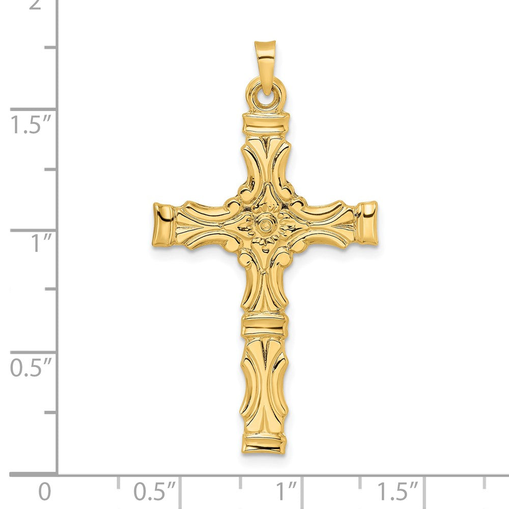 FJC Finejewelers 14 kt Yellow Gold Polished Solid Fancy Design Cross Charm 42 x 23 mm