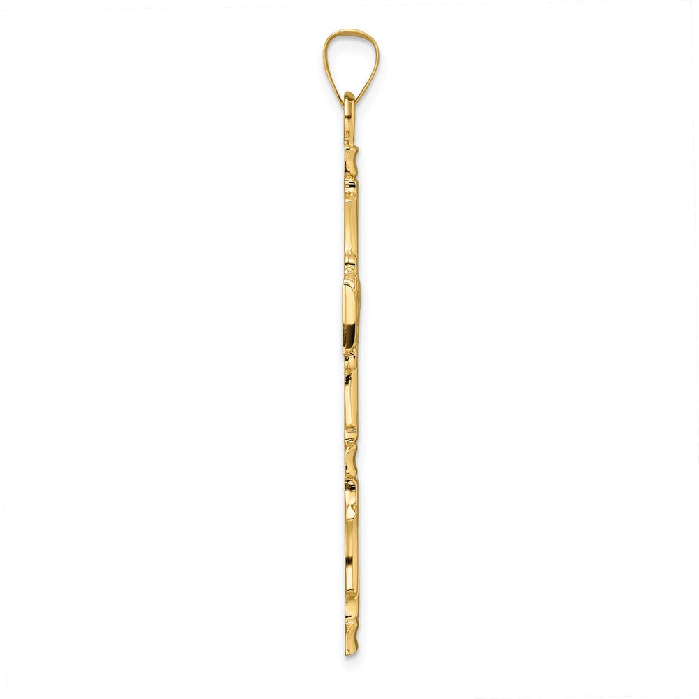FJC Finejewelers 14 kt Yellow Gold Polished Solid Fancy Design Cross Charm 52 x 29 mm