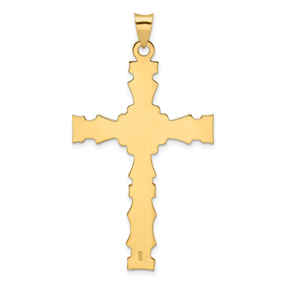 FJC Finejewelers 14 kt Yellow Gold Polished Solid Fancy Design Cross Charm 52 x 29 mm