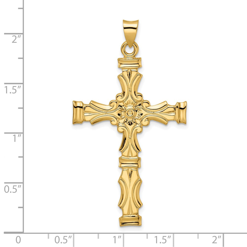 FJC Finejewelers 14 kt Yellow Gold Polished Solid Fancy Design Cross Charm 52 x 29 mm