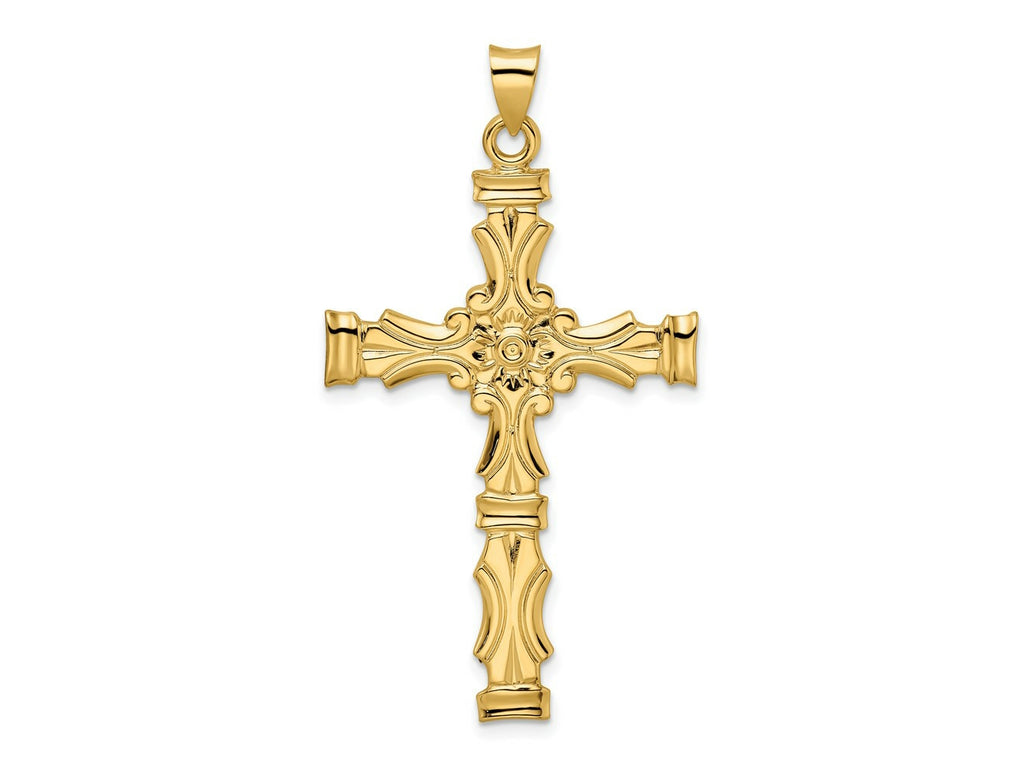 FJC Finejewelers 14 kt Yellow Gold Polished Solid Fancy Design Cross Charm 52 x 29 mm