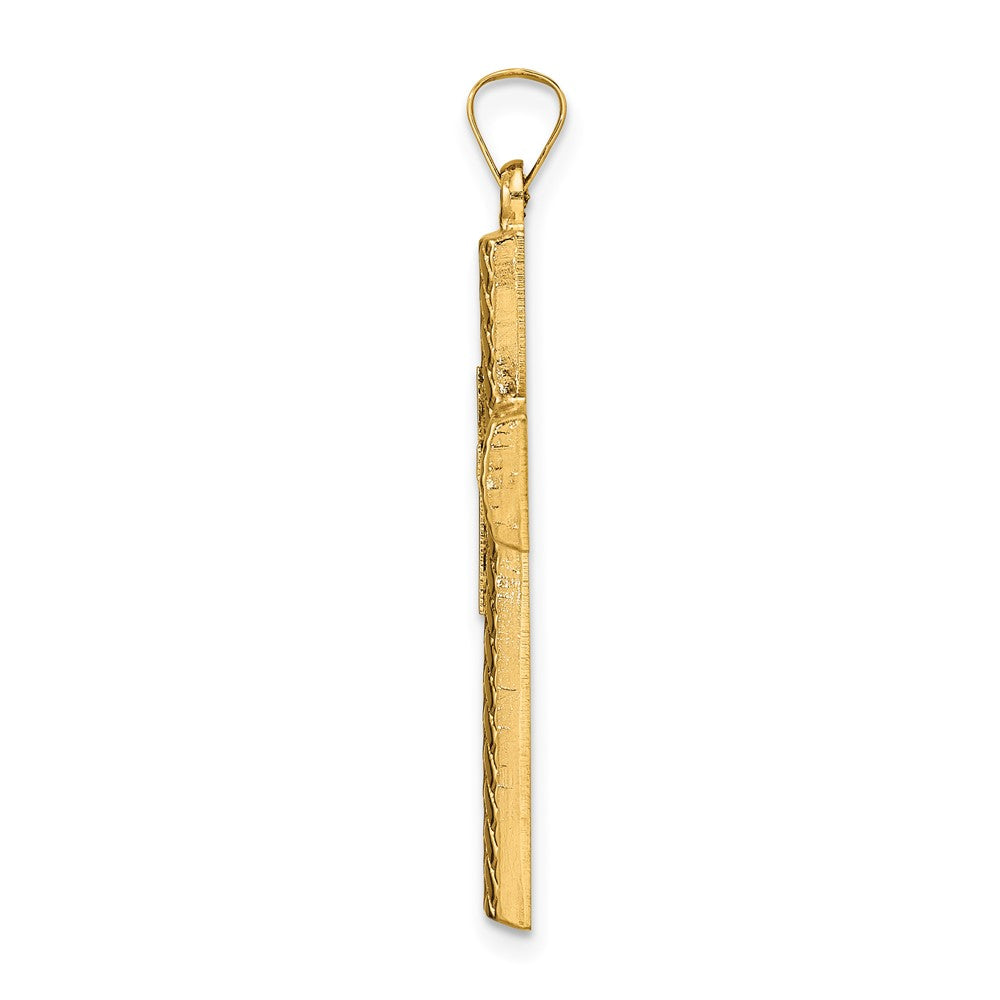 FJC Finejewelers 14 kt Two Tone Gold Polished Hollow Woven Double Cross Charm 36 x 19 mm