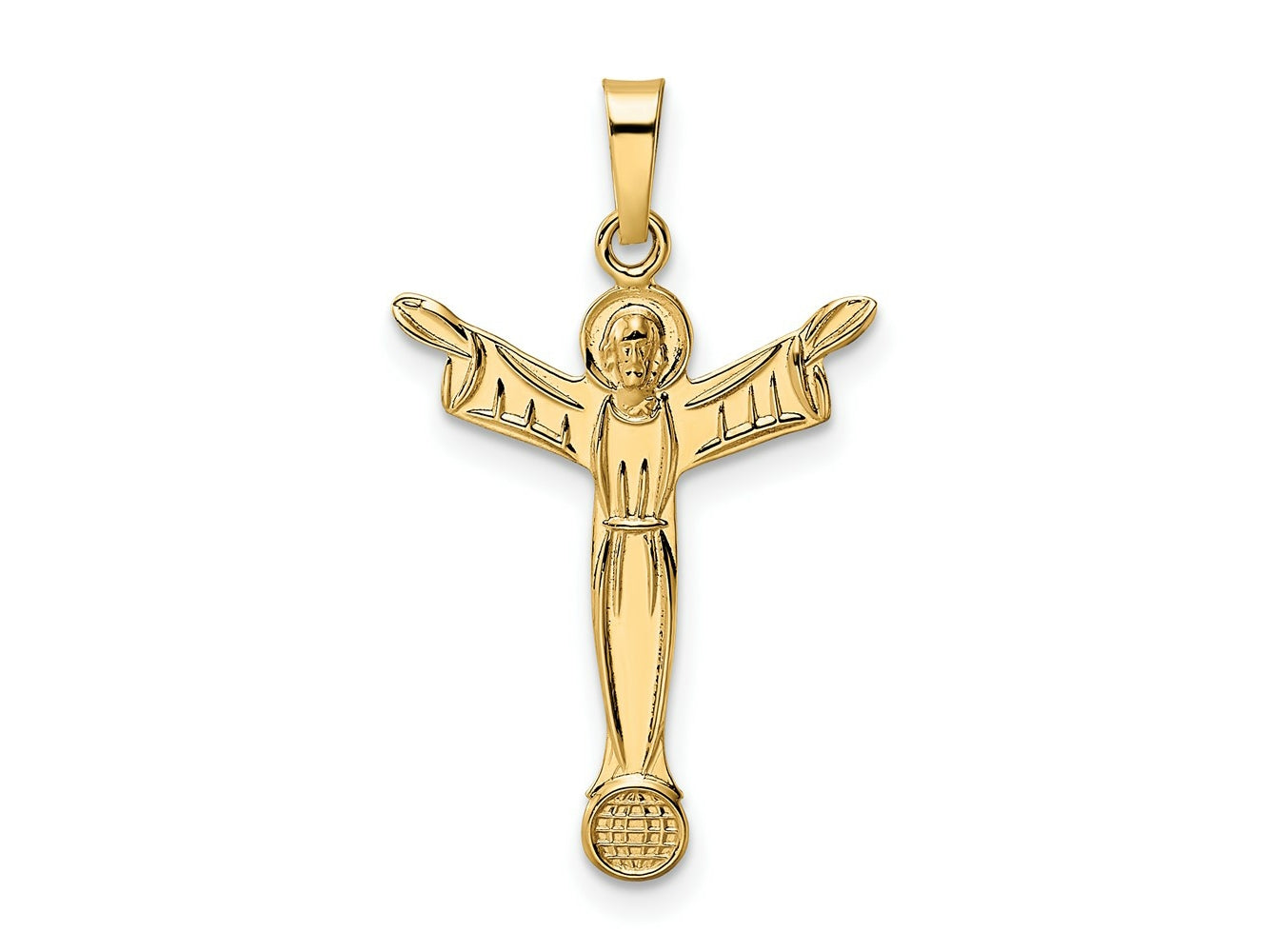 FJC Finejewelers 14 kt Yellow Gold Polished Solid Risen Christ Charm 17 mm
