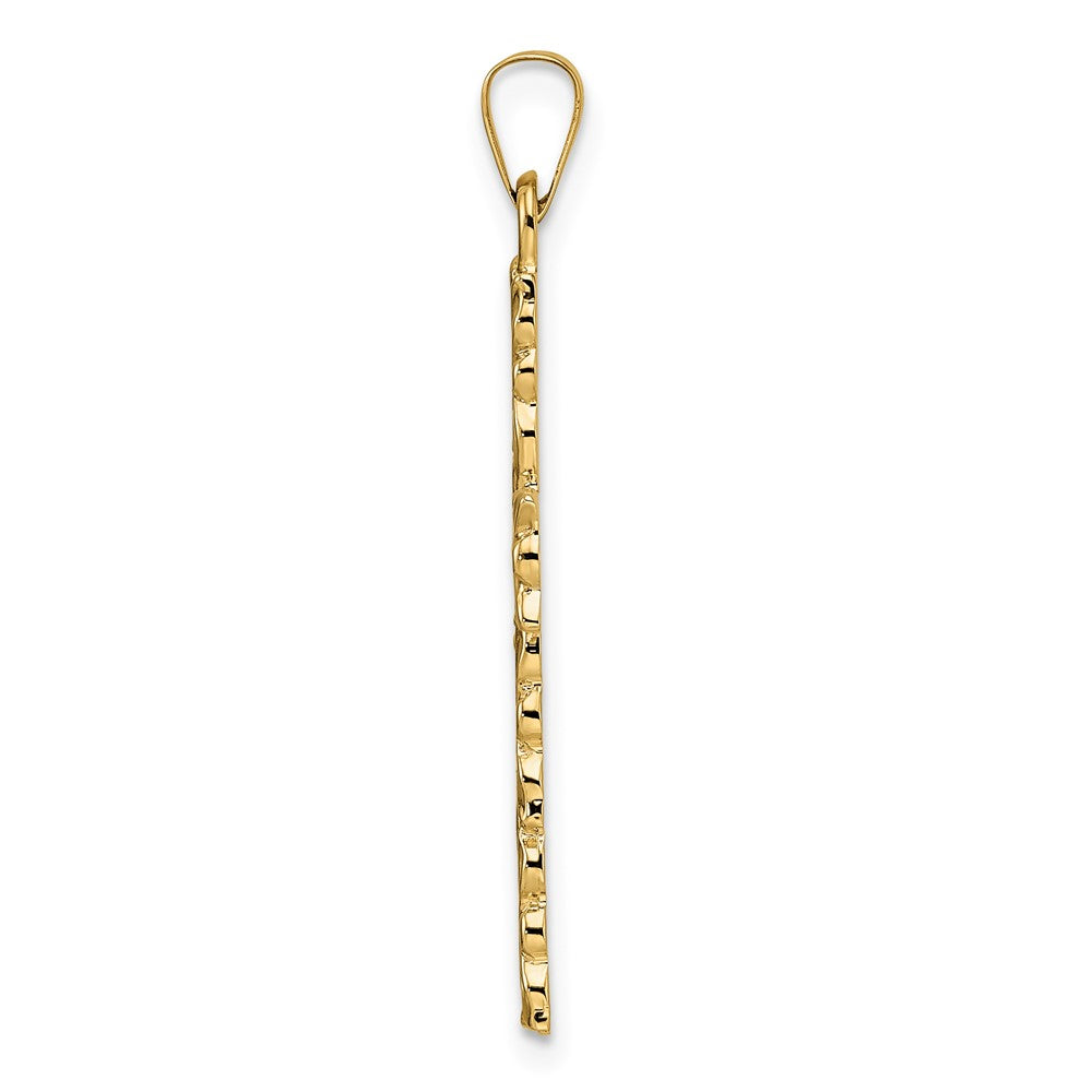 FJC Finejewelers 14 kt Yellow Gold Polished and Textured Solid Floral Cross Charm 33 x 17 mm