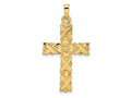 FJC Finejewelers 14 kt Yellow Gold Polished and Textured Solid Floral Cross Charm 33 x 17 mm