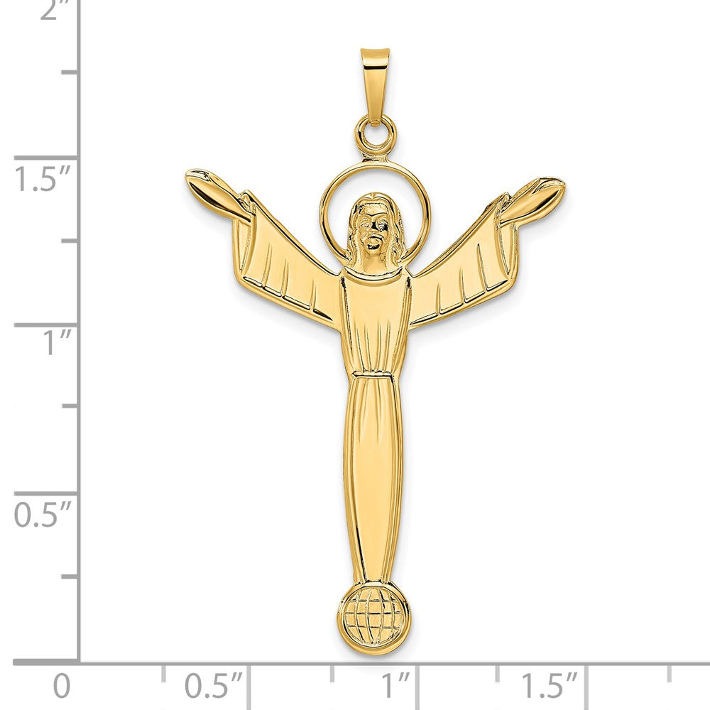 FJC Finejewelers 14 kt Yellow Gold Polished Solid Risen Christ Charm 28 mm