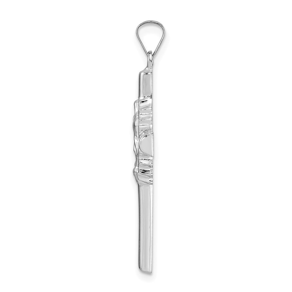 FJC Finejewelers 14 kt White Gold Themed Polished and Satin Hollow Cross Charm 36 mm x 20 mm