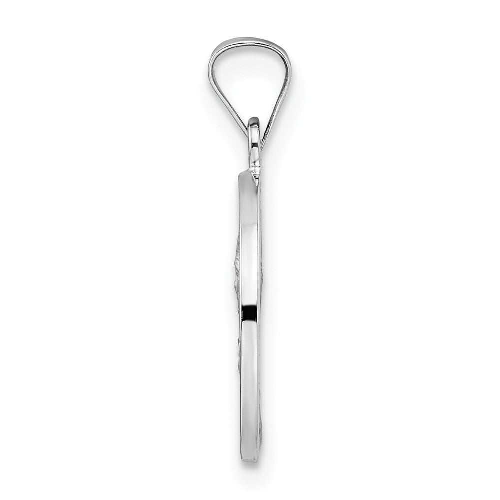 FJC Finejewelers 14 kt White Gold Polished and Satin Hollow Matka Boska Medal Charm 21 mm x 14 mm