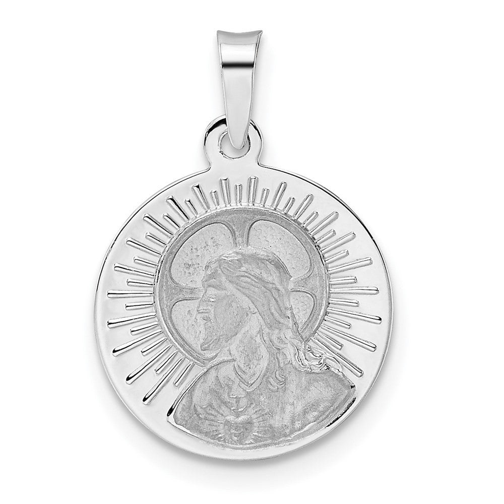 FJC Finejewelers 14 kt White Gold Polished and Satin Hollow Matka Boska Medal Charm 21 mm x 14 mm
