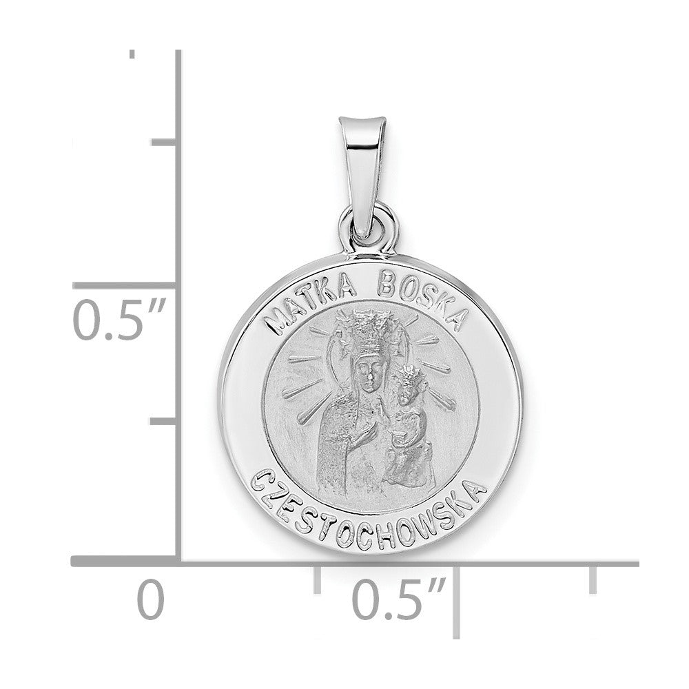 FJC Finejewelers 14 kt White Gold Polished and Satin Hollow Matka Boska Medal Charm 21 mm x 14 mm