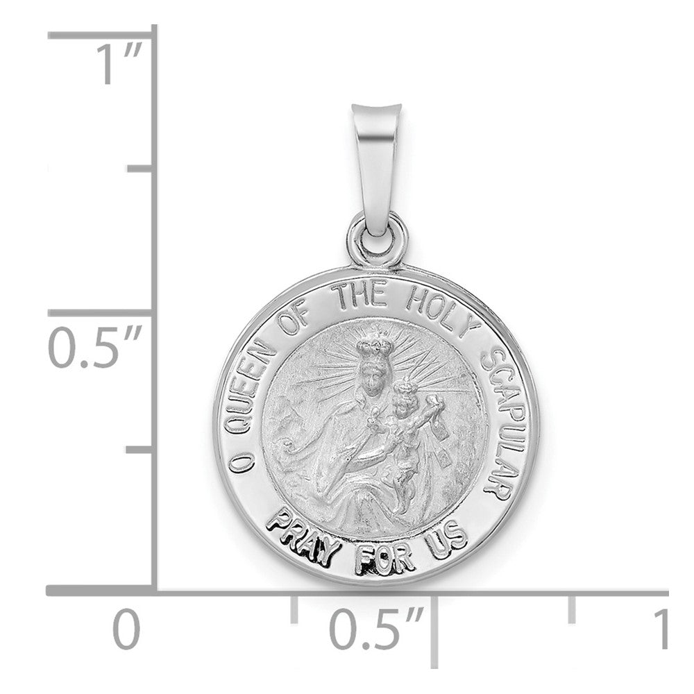 FJC Finejewelers 14 kt White Gold Polished and Satin Hollow Queen of Holy Scapular Medal 22 mm x 15 mm