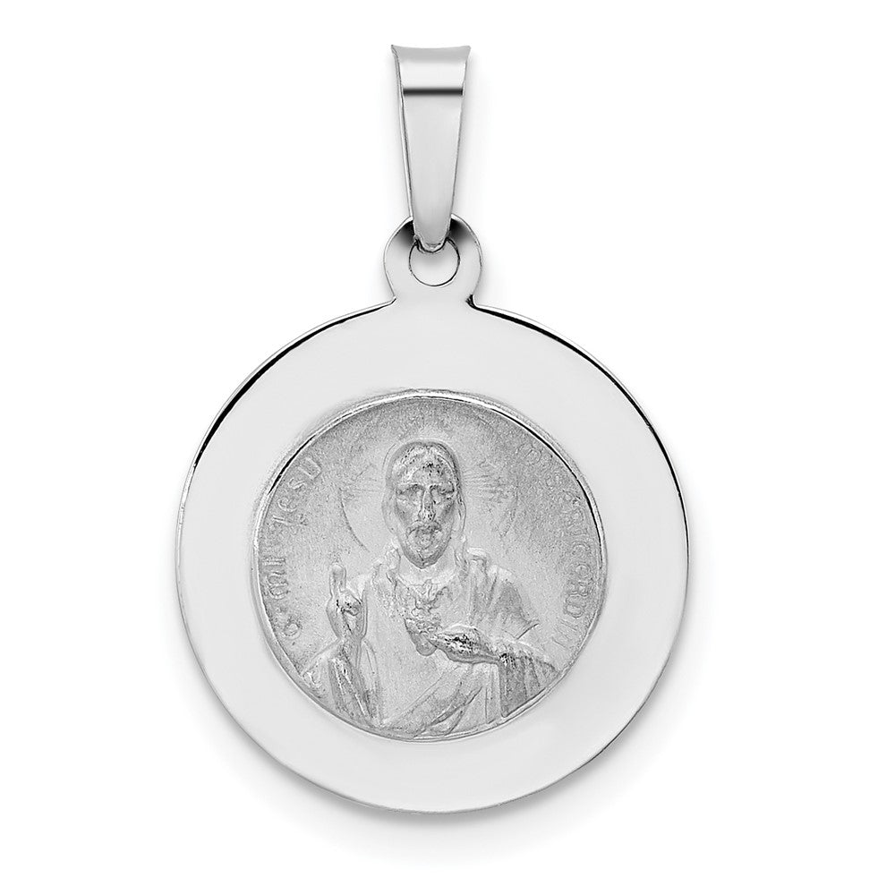 FJC Finejewelers 14 kt White Gold Polished and Satin Hollow Queen of Holy Scapular Medal 22 mm x 15 mm