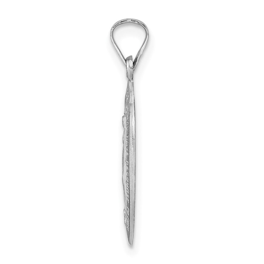 FJC Finejewelers 14 kt White Gold Polished and Satin Hollow Miraculous Medal Charm 24 mm x 12 mm