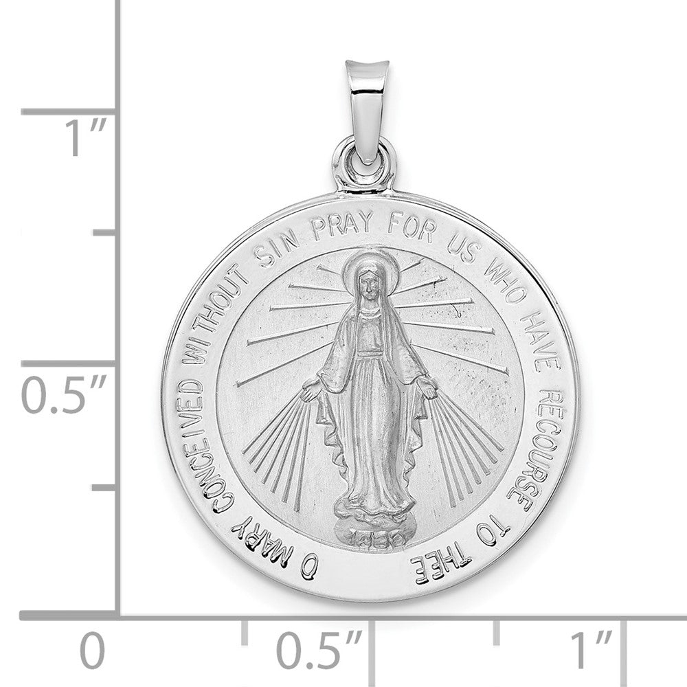 FJC Finejewelers 14 kt White Gold Themed Polished Miraculous Solid Medal Charm 28 mm x 21 mm